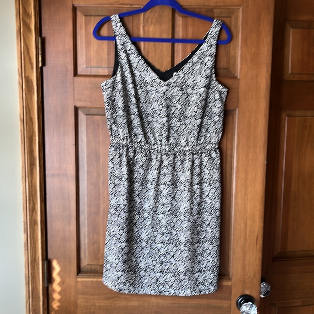 Loft summer dress, black and ivory